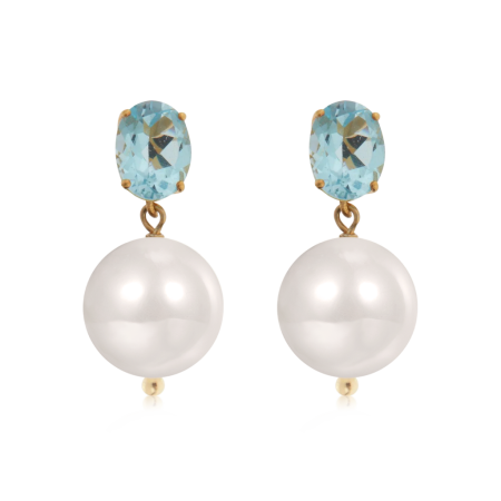 Blue Topaz Pearl Drop Earrings