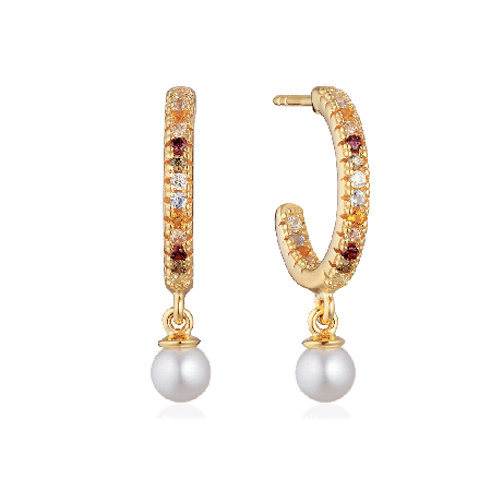 Round Pearl Hoop Earrings