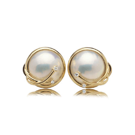 White Topaz Round Pearl Stud Earrings