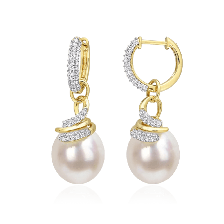 White Topaz Round Pearl Drop Earrings
