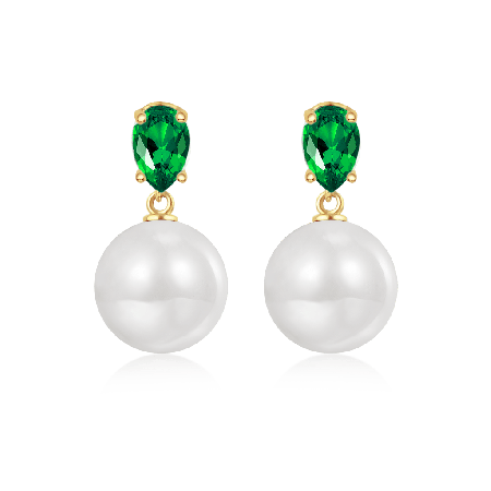 Green Emerald Drop Earring