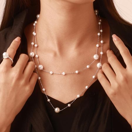 White Pearl Tincup Necklace