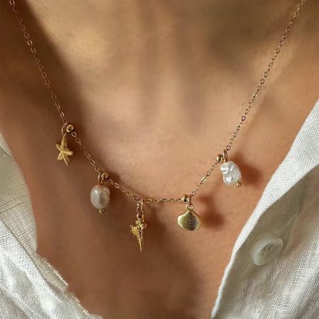 Conch Shell Starfish Pearl Necklace