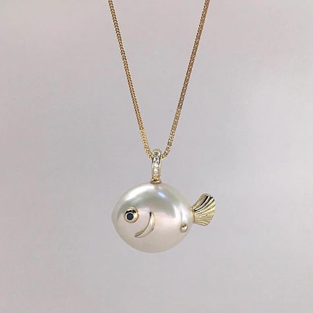Fish Freshwater Pearl Pendant Necklace