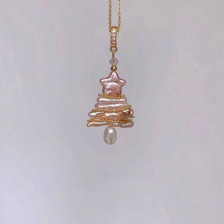Christmas Tree Freshwater Pearl Necklace