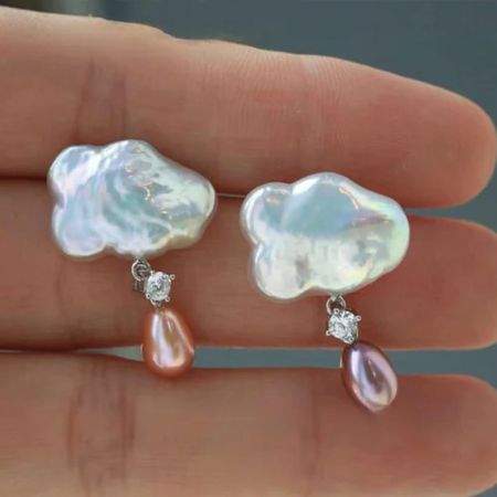 Clouds Freshwater Pearl Drop Earrings