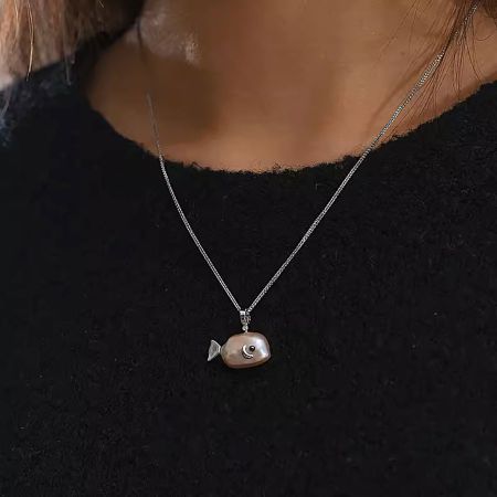 Fish Freshwater Pearl Pendant Necklace