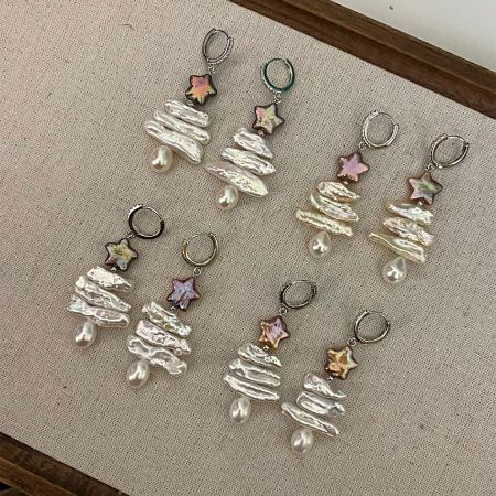 Christmas Tree Freshwater Pearl Earrings