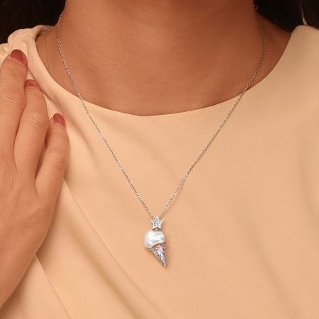 Ice Cream Freshwater Pearl Pendant Necklace