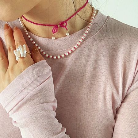 Bow Tie Freshwater Pearl Strand Necklace
