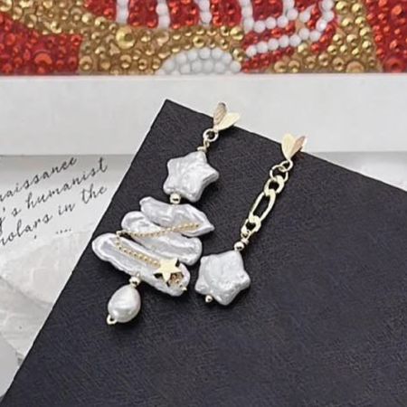 Christmas Tree With Star Freshwater Pearl Drop Earrings