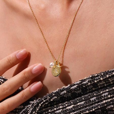 Alien Star with Moon Pendant Necklace