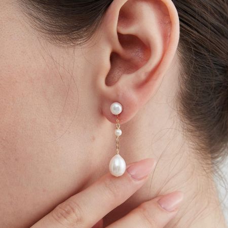 Pearl Bridal Wedding Drop Earrings