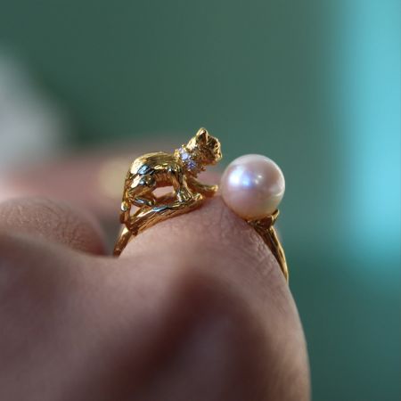 Cat Pearl Ring