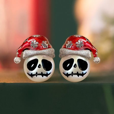 Santa Hat Skull Stud Earrings