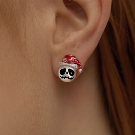 Santa Hat Skull Stud Earrings
