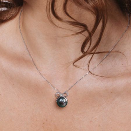 Bow Black Pearl Jewelry Set