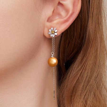 Asymmetric Flower Drop Earrings