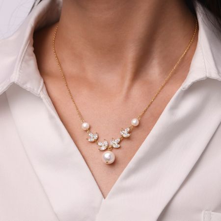 White Topaz Bridal Wedding Pendant Necklace