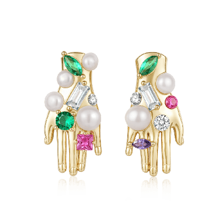 Hands 3-5mm Freshwater Pearl Stud Earrings