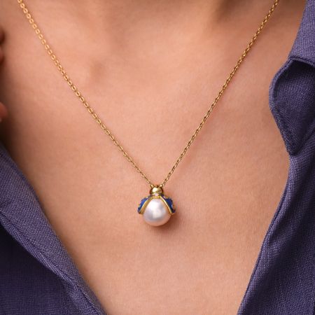 Blue Ladybug Pendant Necklace