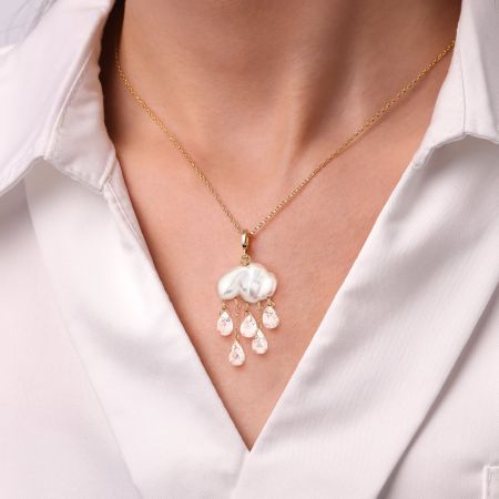 Cloud Freshwater Pearl Pendant Necklace