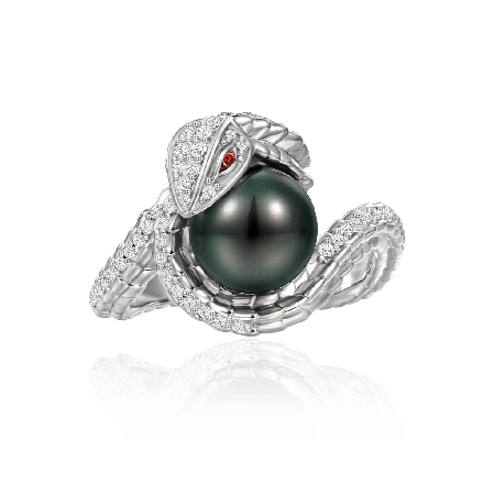 Snake Surround Pearl Ring