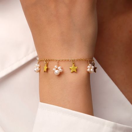 Dog Paw Star Pearl Bracelet