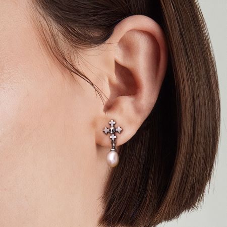 Cross Skull Drop Earrings