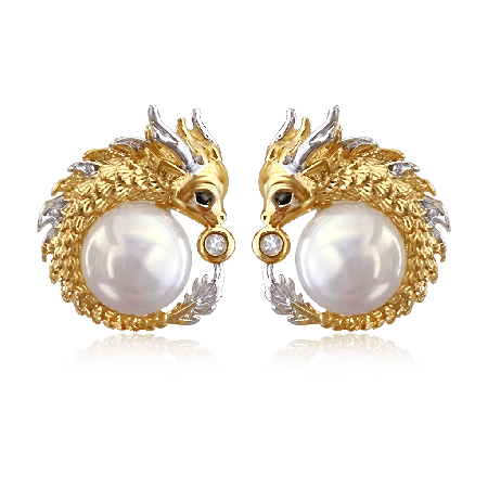 Dragon Freshwater Pearl Stud Earrings