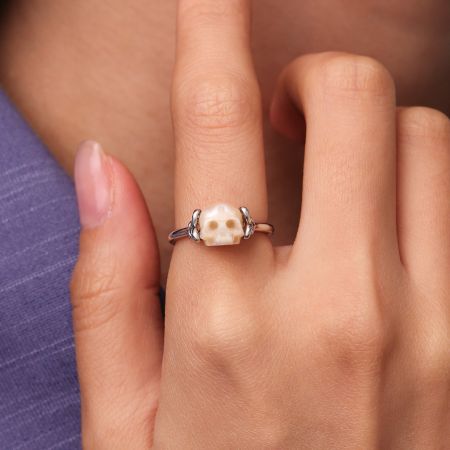 Hand Carved Skull Ring