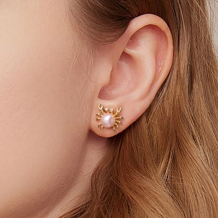 Crab Freshwater Pearl Earrings