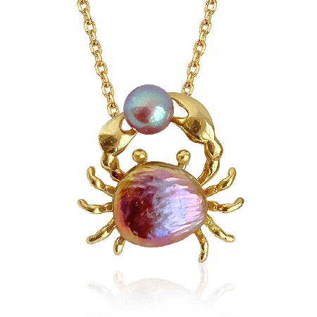Crab Freshwater Pearl Pendant Necklace