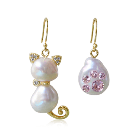 Cat and Paws Drop Earrings