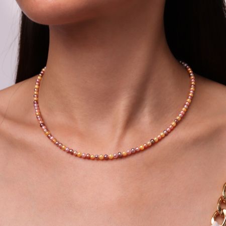 5A Quality 4mm Purple And Pink Pearl Strand Necklace