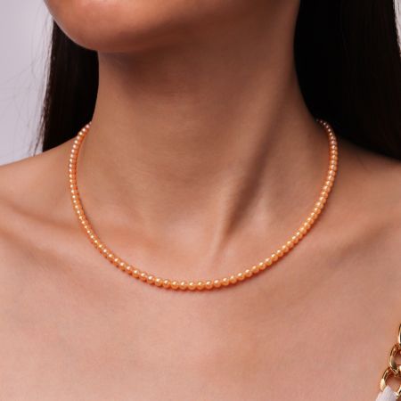 5A Quality 4mm Freshwater Pink Pearl Strand Necklace
