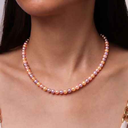 5A Quality 6mm Purple And Pink Pearl Strand Necklace