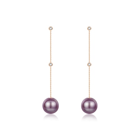 Purple Pearl  Drop Earrings