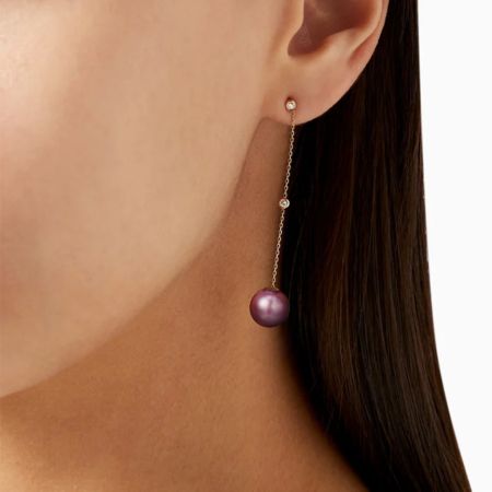 Purple Pearl  Drop Earrings