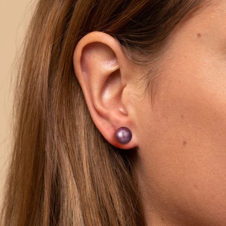 Purple Pearl Stud Earrings