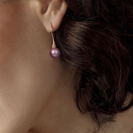 Purple Pearl Drop Earrings