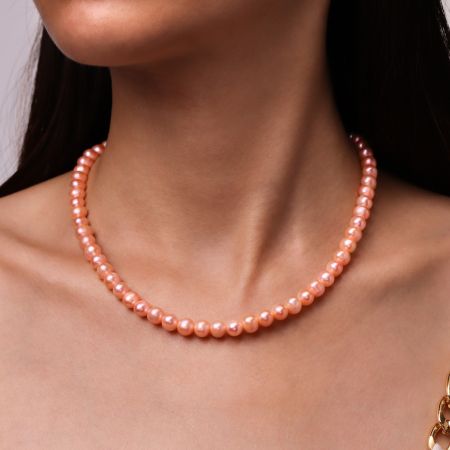 5A Quality 7mm Freshwater Pink Pearl Strand Necklace