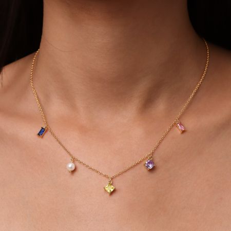 Colored Zircon Tincup Necklace