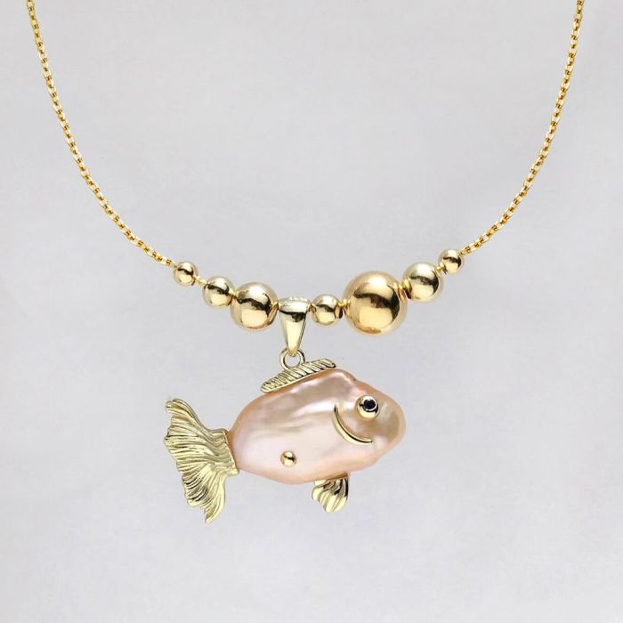 Fish Freshwater Pearl Pendant Necklace