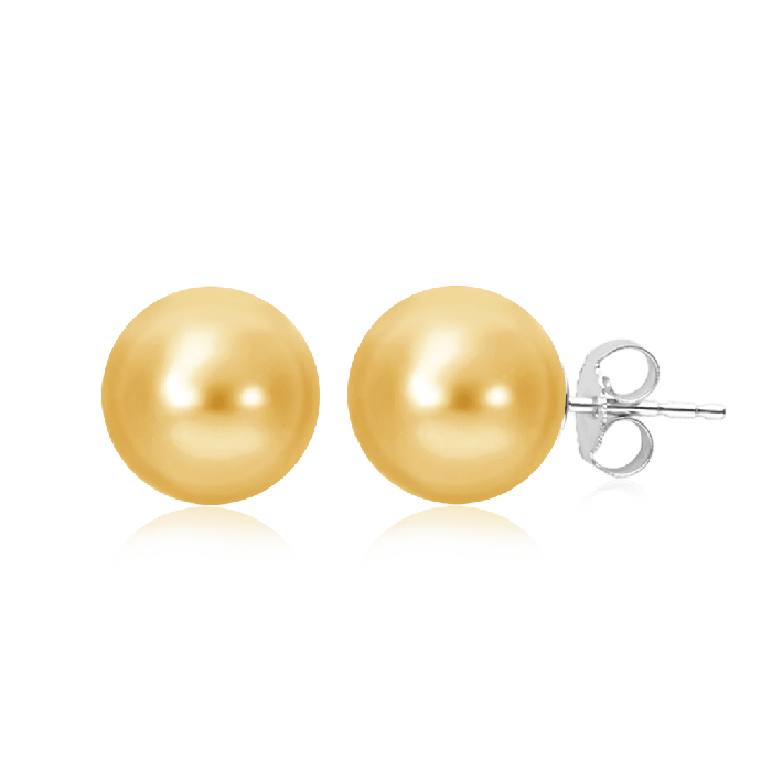 Golden Round Pearl Earrings