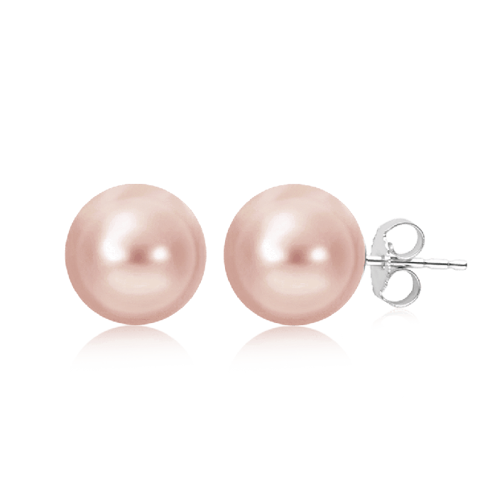 Pink Round Pearl Earrings