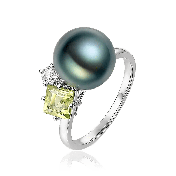 Green Emerald Pearl Ring