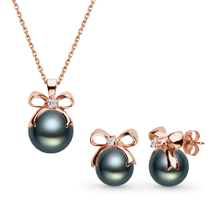 Bow Black Pearl Jewelry Set