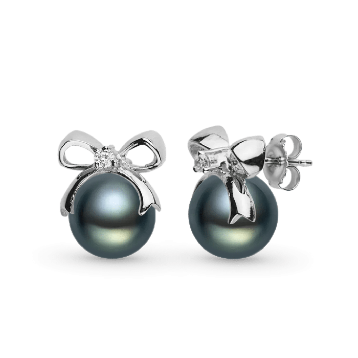 Bow Black Pearl Drop Earrings