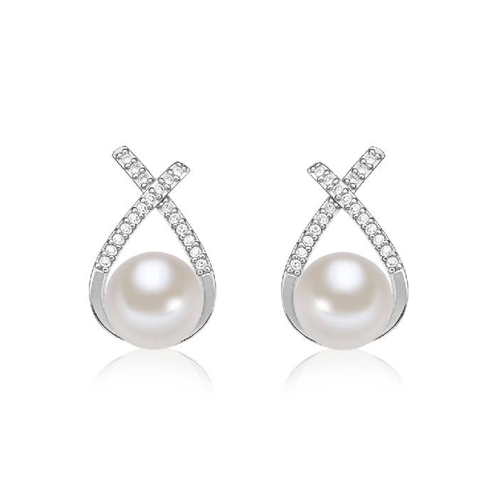 Round Pearl Stud Earrings